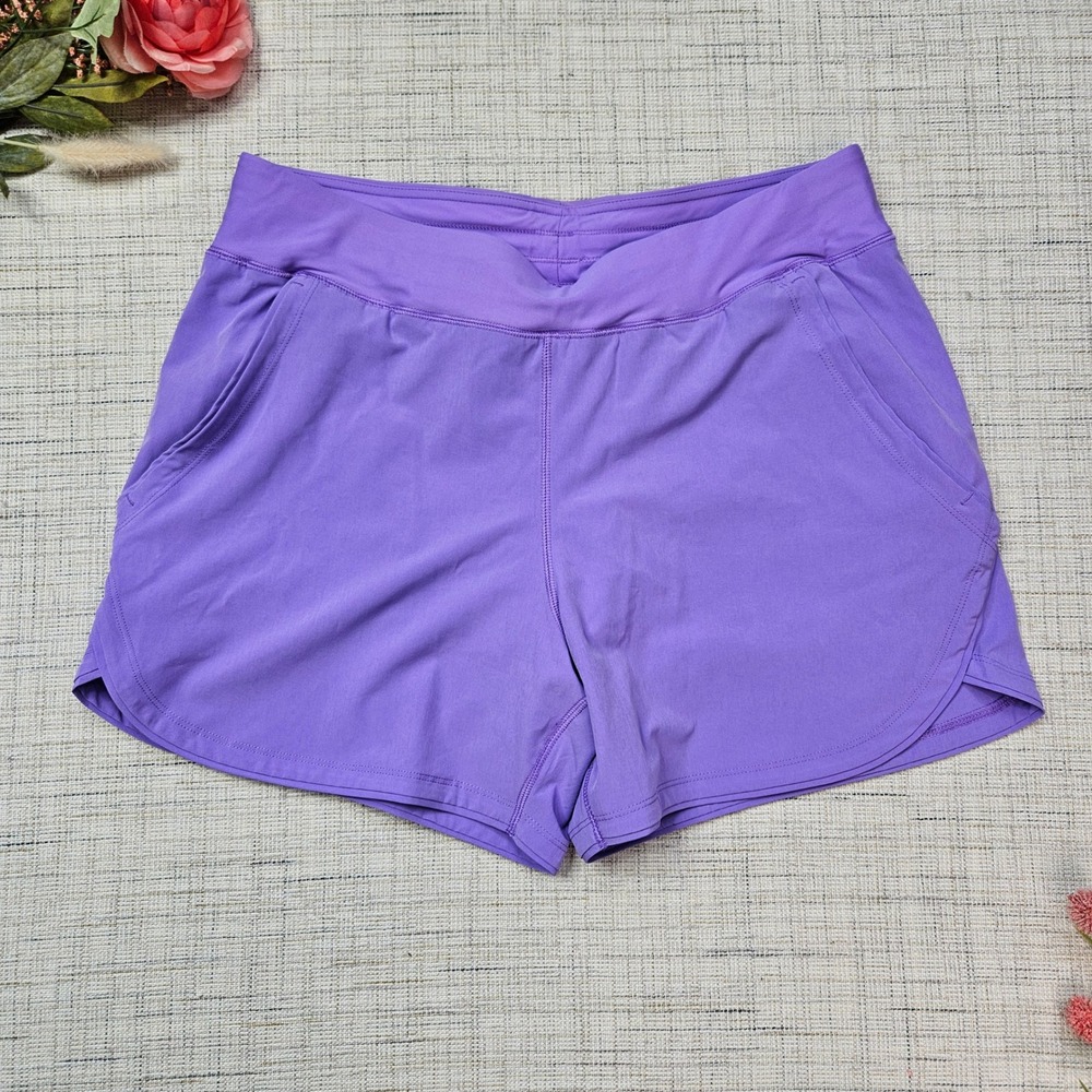 5/$25 Lands End Womens Purple Active Running Workout Shorts with Liner Size 14